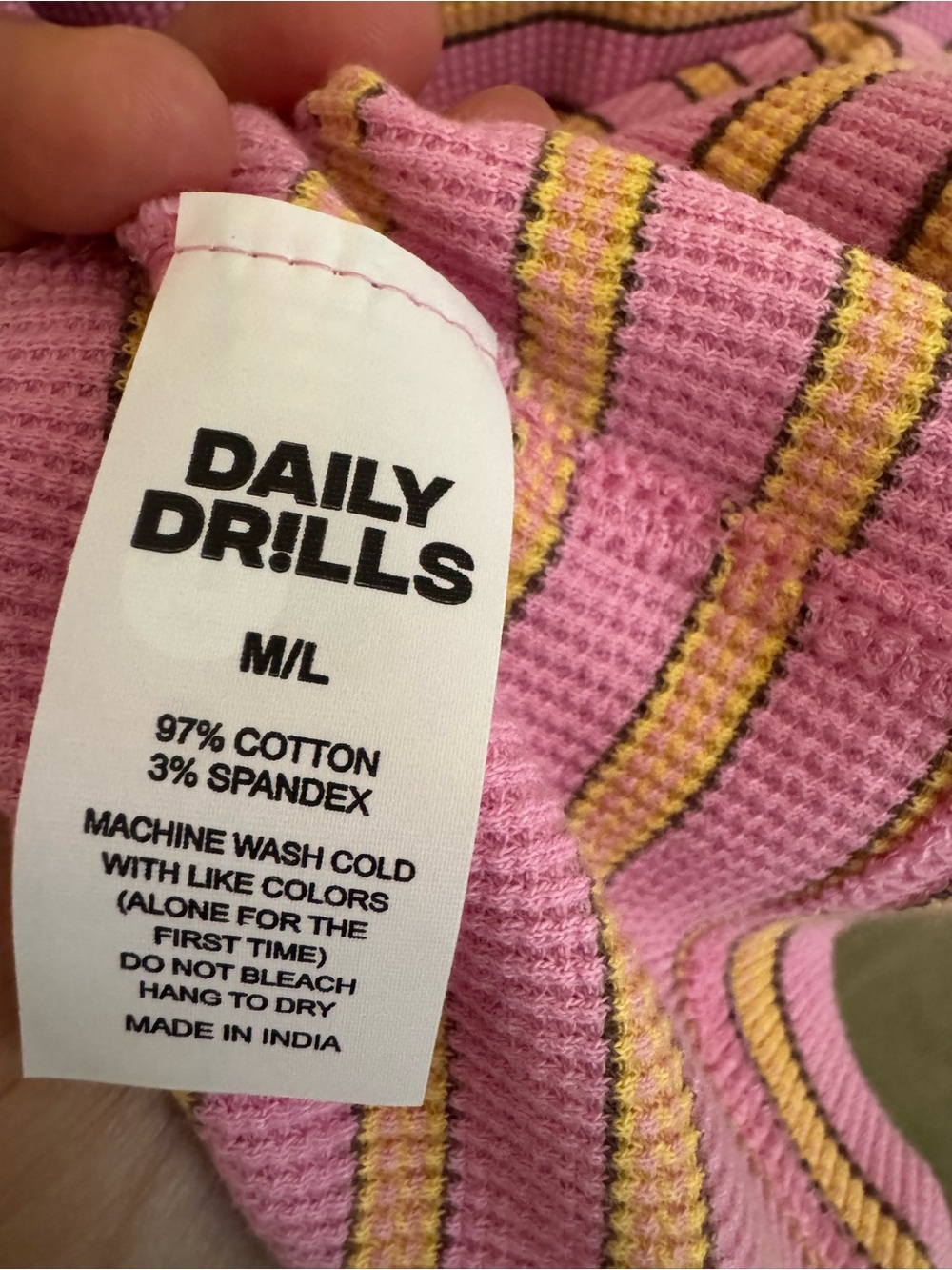 Daily Drills Pink Striped Long Sleeve Tee with Yellow & brown Accents - Picture 3 of 3